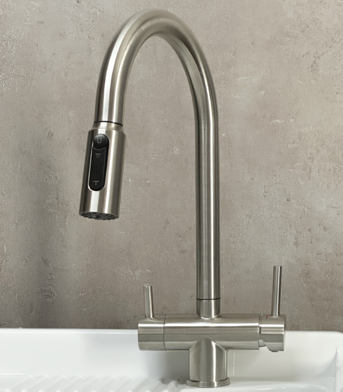 Rubinetto Multifunzione 1 In 3 Uscite In Acciaio Inox SUS304, Rubinetto A 3 Vie Per Lavello Con Valvola Angolare, Compatibile Con Lavatrice E Doccetta, Dimensioni 12x6x9 Cm