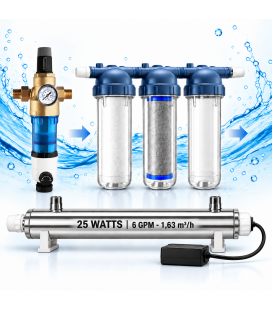 Filtersystem für Regenwasser, Bohrloch-, Brunnen- und Quellwasser mit UV-Sterilisator 25 W