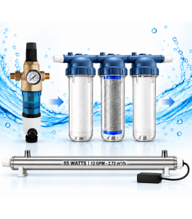 Hochleistungs-Filtersystem für Regen-, Bohrloch-, Brunnen- und Quellwasser mit UV-Sterilisator 55 W