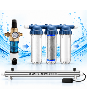 Hochleistungs-Filtersystem für Regen-, Bohrloch-, Brunnen- und Quellwasser mit UV-Sterilisator 55 W