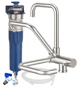 Depurador de agua bajo fregadero SYR POU 7315 con grifo 3 v&iacute;as bajo ventana abatible &ndash; acero inoxidable 304