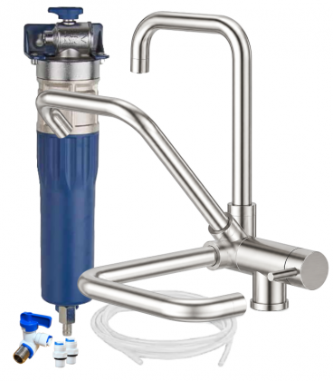 Under-sink water purifier with fold-down 3-way kitchen tap