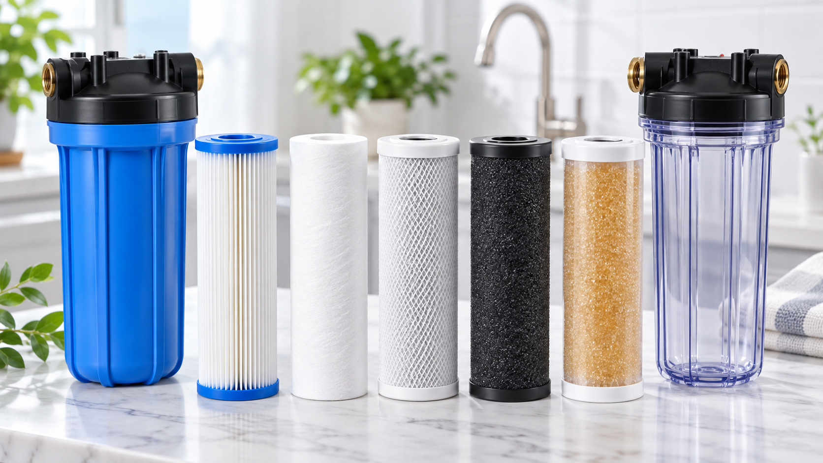 Différents types et formats de cartouches de filtration d’eau
