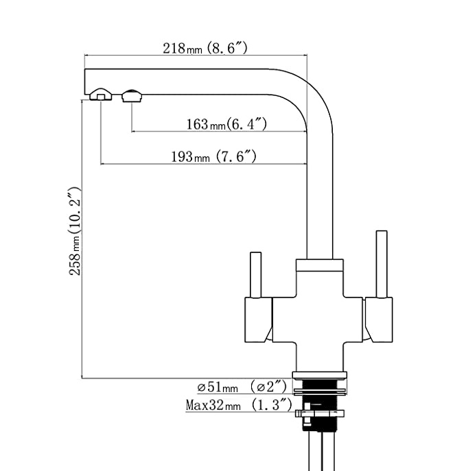 Dimensions robinet 3 voies