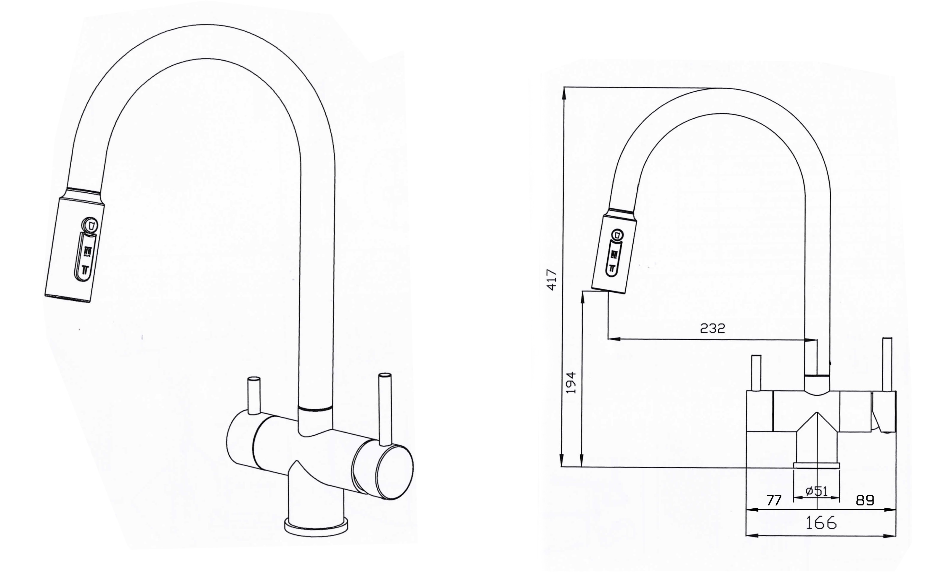 Complete dimensions of hand shower 