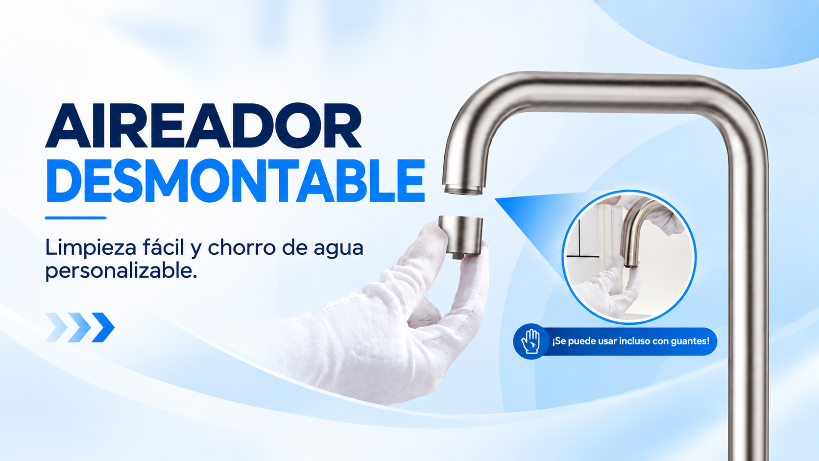 Aireador extraíble del grifo de cocina 3 vías abatible