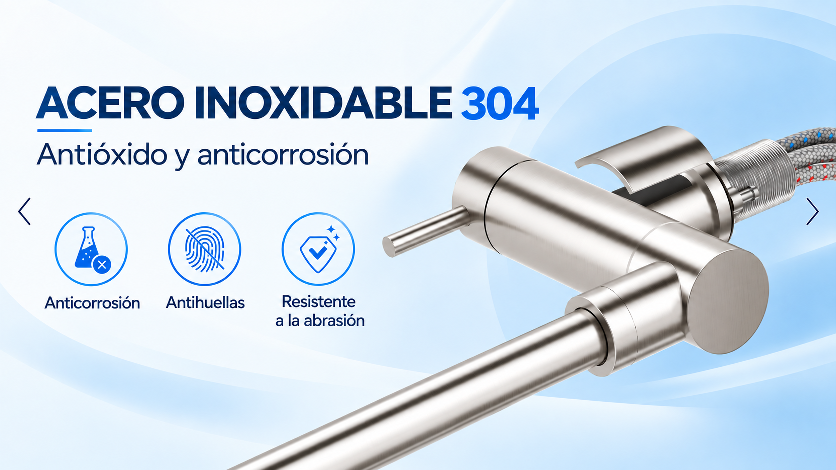 Grifo 3 vías de acero inoxidable 304 cepillado