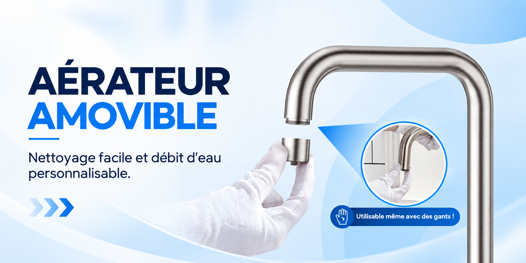 Aérateur amovible du robinet 3 voies rabattable