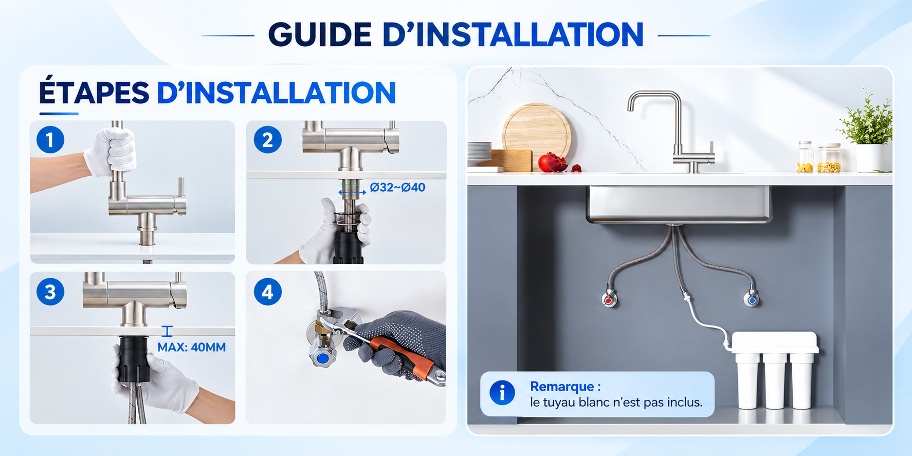 Guide d'installation du robinet 3 voies rabattable
