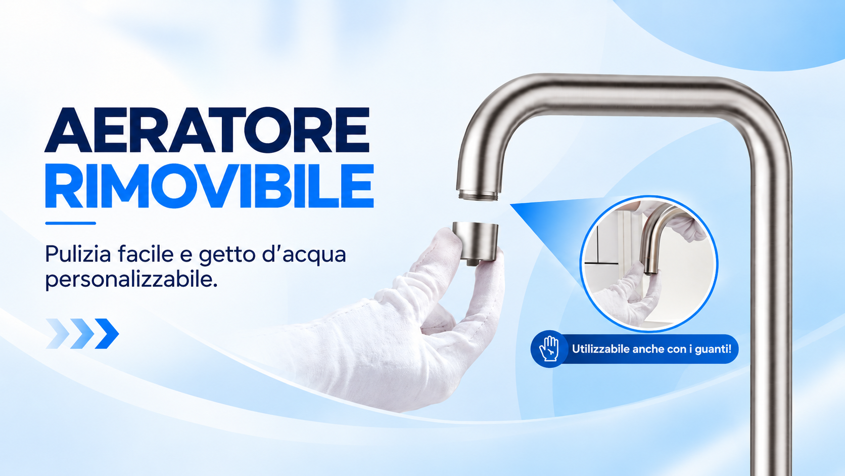 Aeratore removibile del rubinetto da cucina 3 vie abbattibile